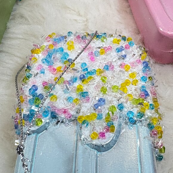 Set of 4 Pastel Plastic Popsicle with Sprinkles Ornaments Christmas Holiday - Picture 7 of 11